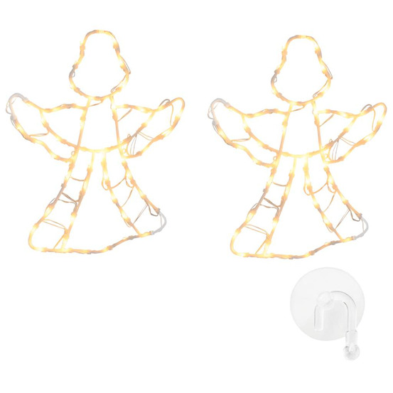 Lumières de noël silhouette d'ange 2 pcs 50 led blanc chaud