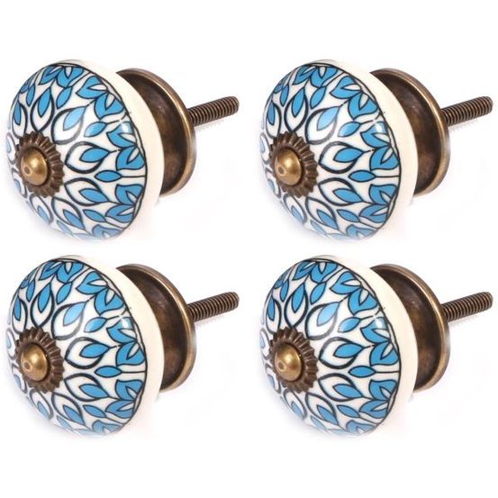 Bouton de meuble en grès à motif paon modèle 3