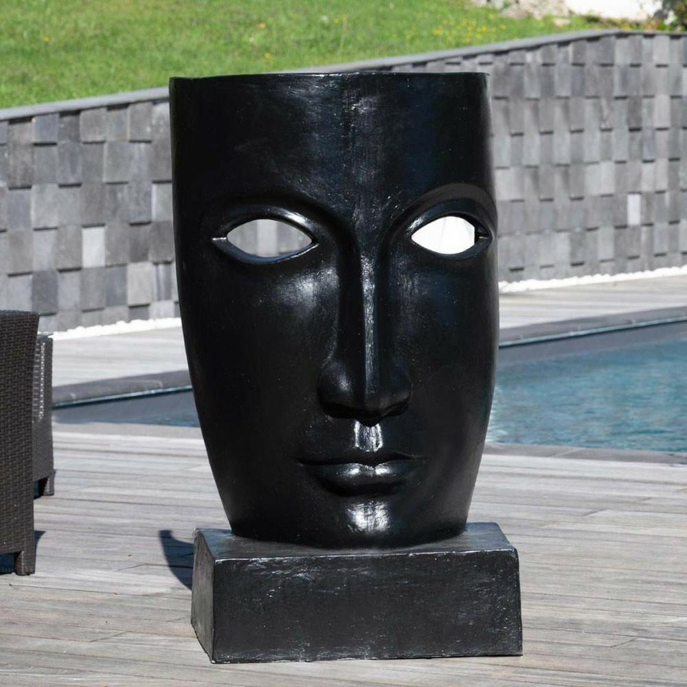 Statue de jardin design visage noir 120cm