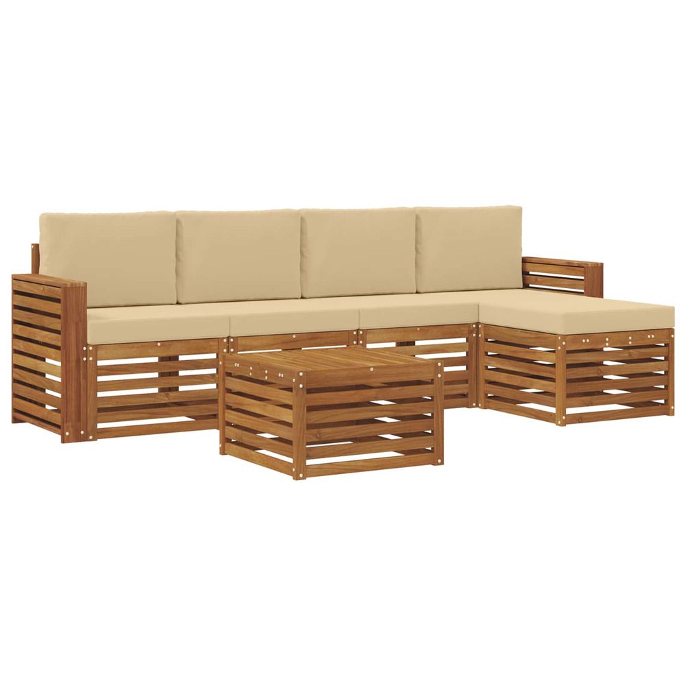 Ensemble de canapés d'extérieur 6 pc naturel et beige