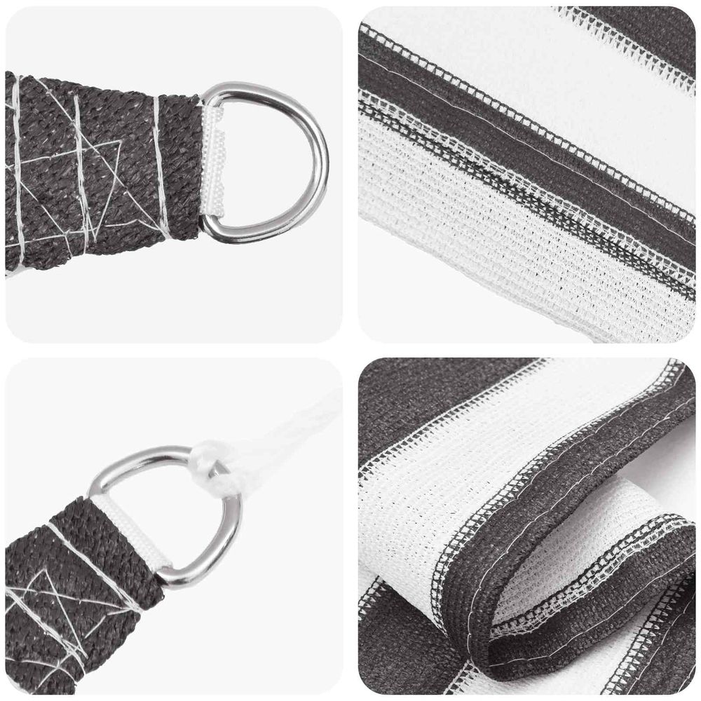 Voile d'ombre triangulaire 4 x 4 x 4 m hdpe anthracite et blanc