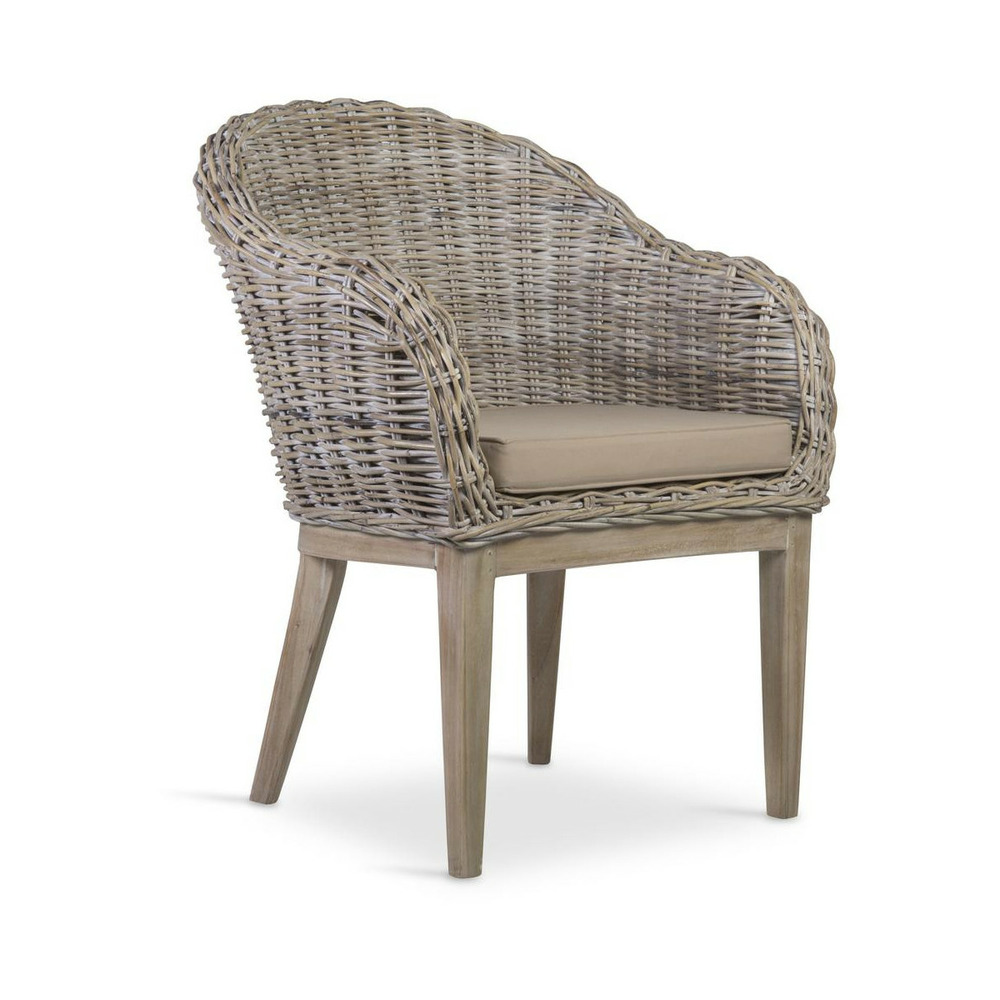 Fauteuil rotin bois marron - décoration d'autrefois