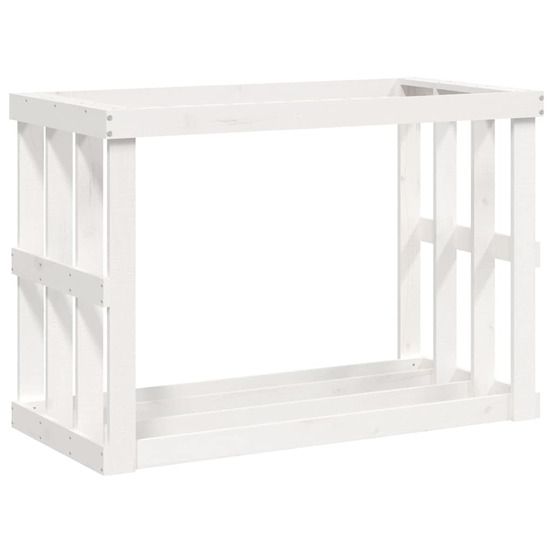 Porte-bûches d’extérieur blanc 108x52x74 cm bois massif de pin