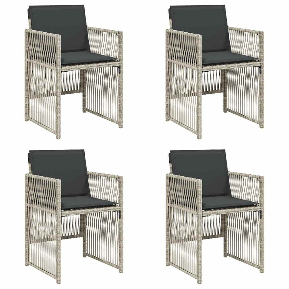 Chaises de jardin avec coussins lot de 4 gris clair poly rotin