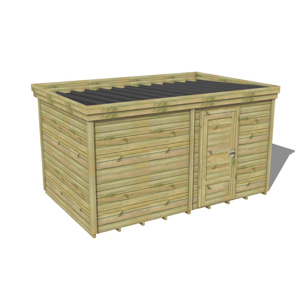 Abri de jardin bois pin traité autoclave 27mm - 4,695x2,64m / 12m2 - bac acier - plancher bois