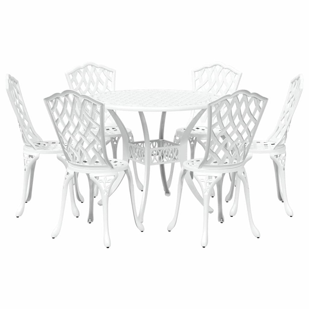 Ensemble de salle à manger pour jardin 7 pcs blanc aluminium