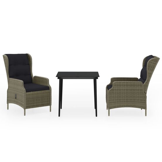 Ensemble à manger de jardin 3 pcs marron
