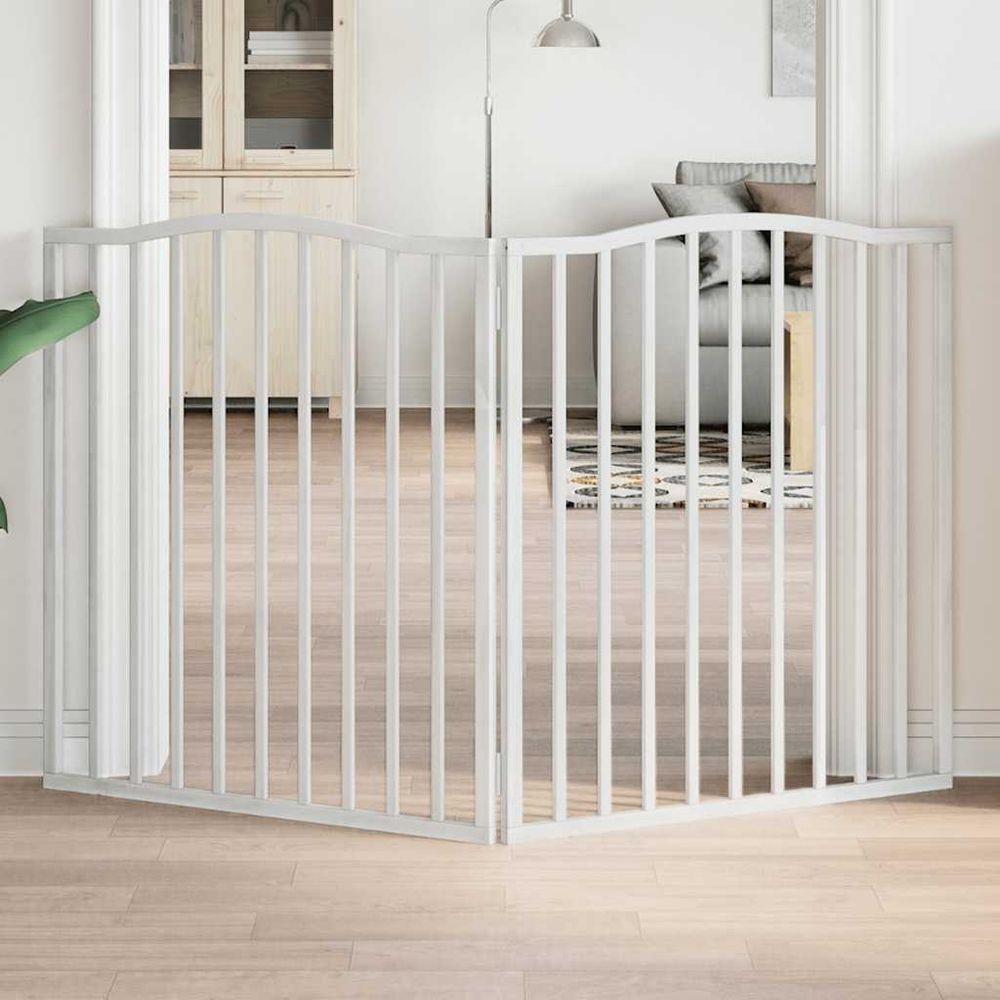 Barrière sécurité chien haute pliable bois 2 panneaux intérieur blanc 160x90 cm