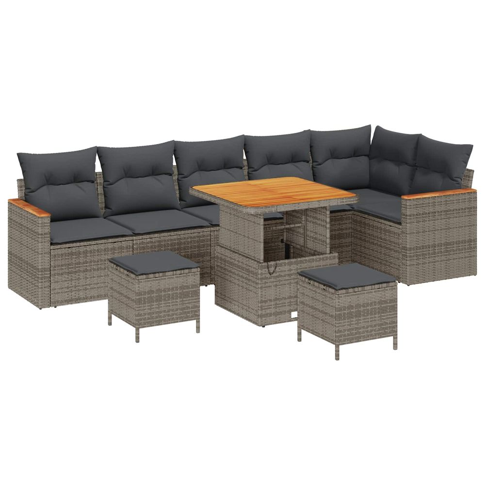 Ensemble de canapé de jardin 9 pc gris polyrotin