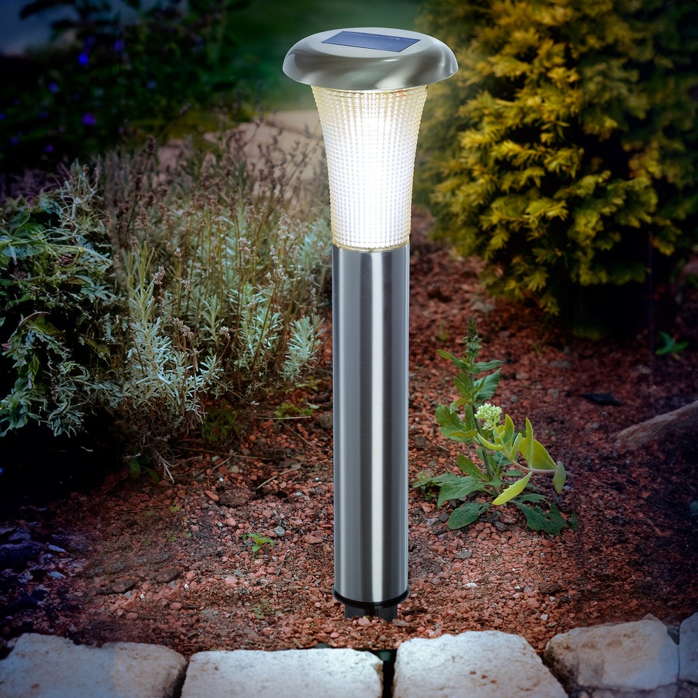 Esotec solar lampe sur pied vesuv duo color h=38cm acier inoxydable metal outdoor 102067
