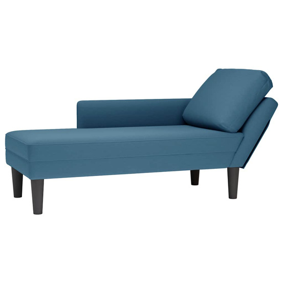 Fauteuil long avec coussin et accoudoir droit bleu velours