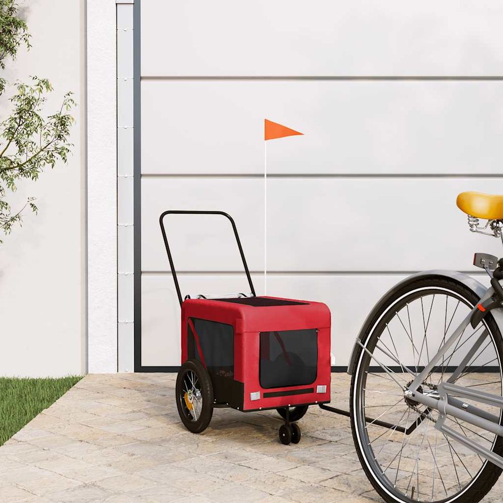 Remorque vélo pour chien 30kg poussette 2-en-1 pour balades rouge