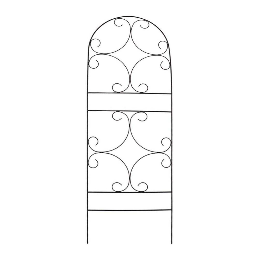 Treillis support pour plantes en acier noir volute