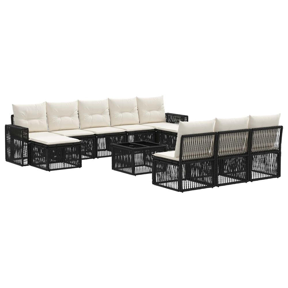 Ensemble de canapé de jardin 11 pc noir et blanc crème