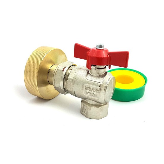 Raccord s60x6 en laiton avec robinet laiton en équerre femelle 3/4 pouce