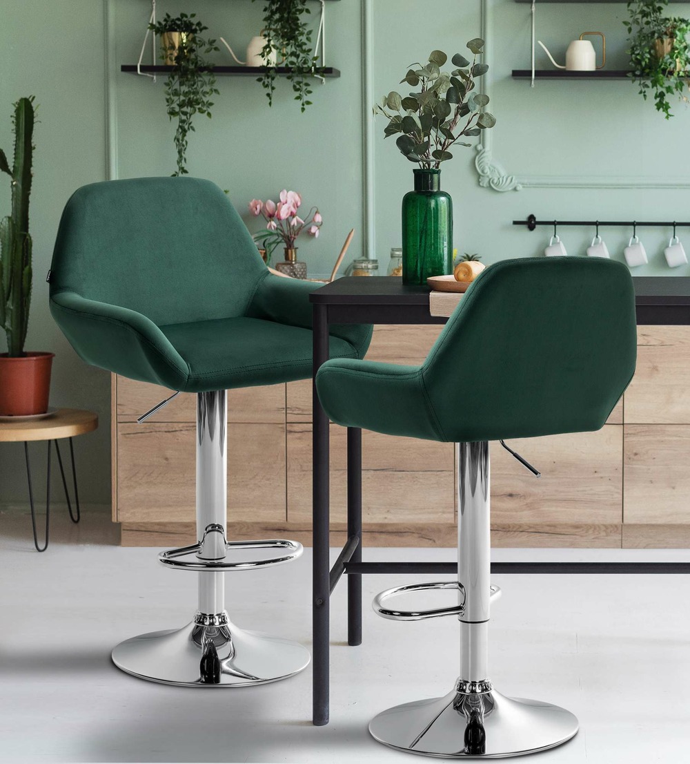 Tabouret de bar braga velours chromé