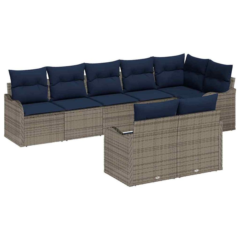 Ensemble de canapé de jardin 8 pc gris polyrotin