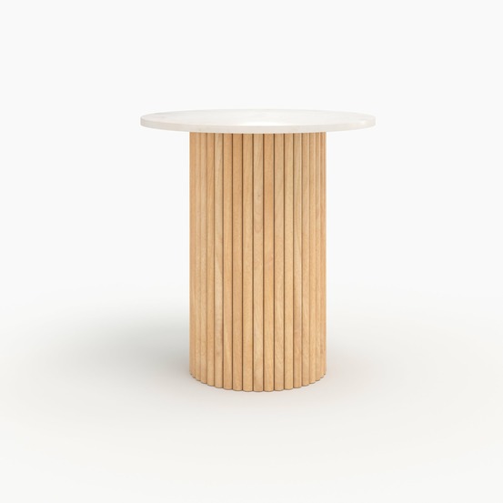 Agathe-table d'appoint en marbre et bois de manguier d40 cm
