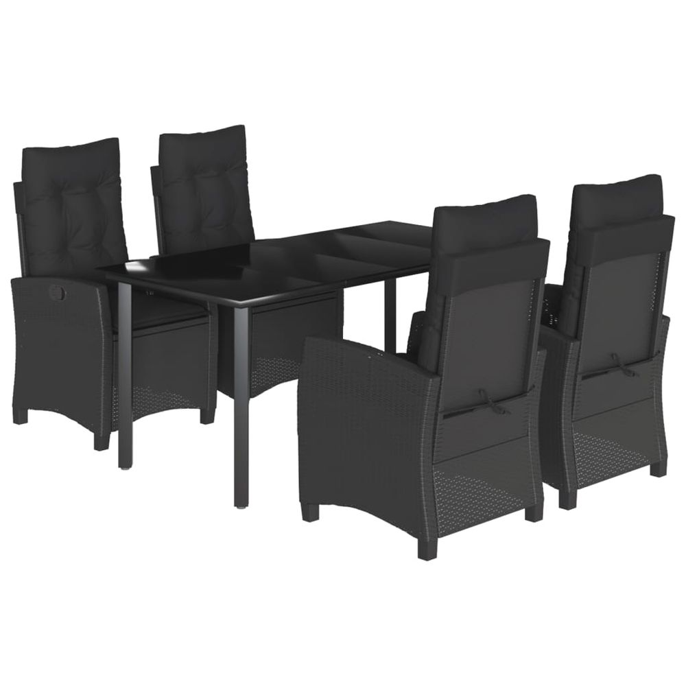 Ensemble à manger de jardin coussins 5pcs noir résine tressée