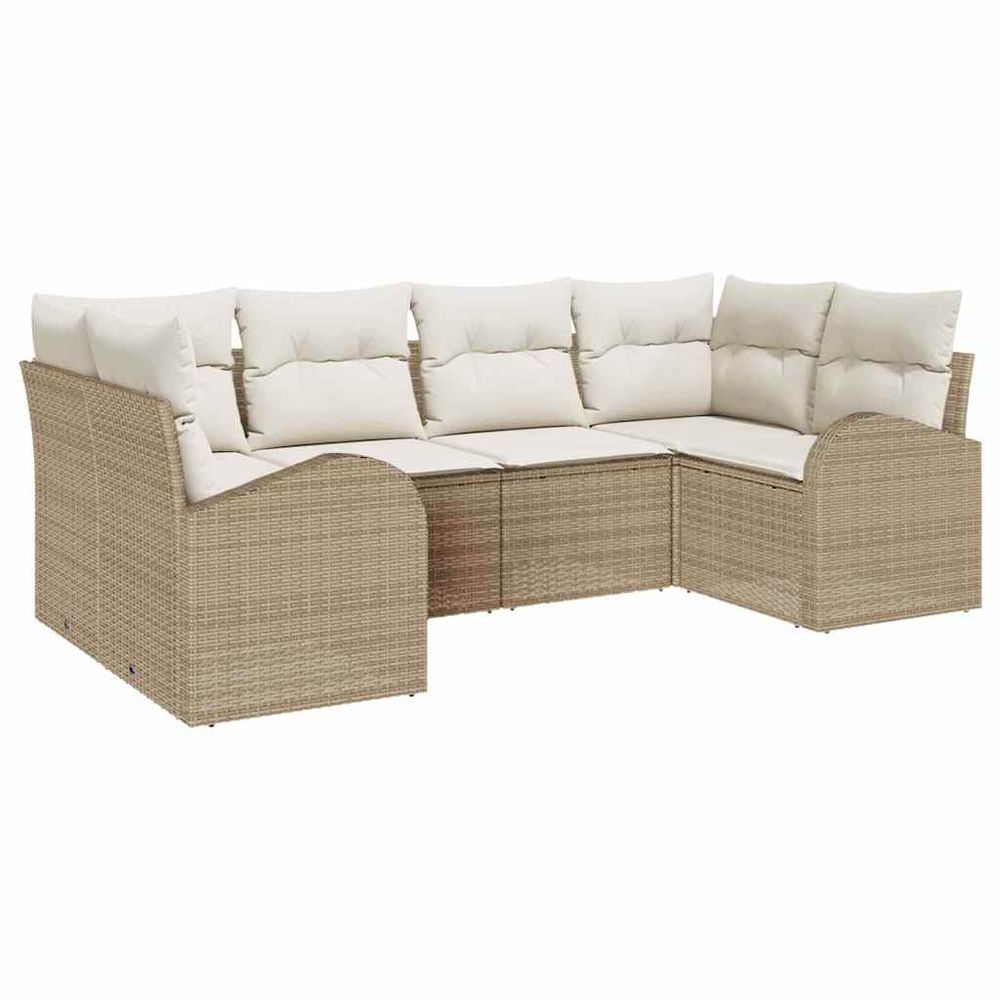 Ensemble de canapé de jardin 6 pc 6 place beige polyrotin