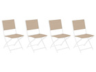 Lot de 4 chaises de jardin pliante métal modula blanc et lin-