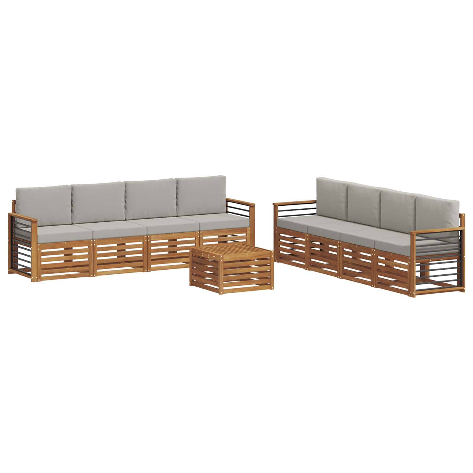 Ensembles de canapés avec coussin 9 pcs gris naturel et clair