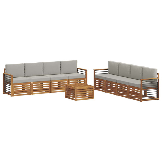 Ensembles de canapés avec coussin 9 pcs gris naturel et clair