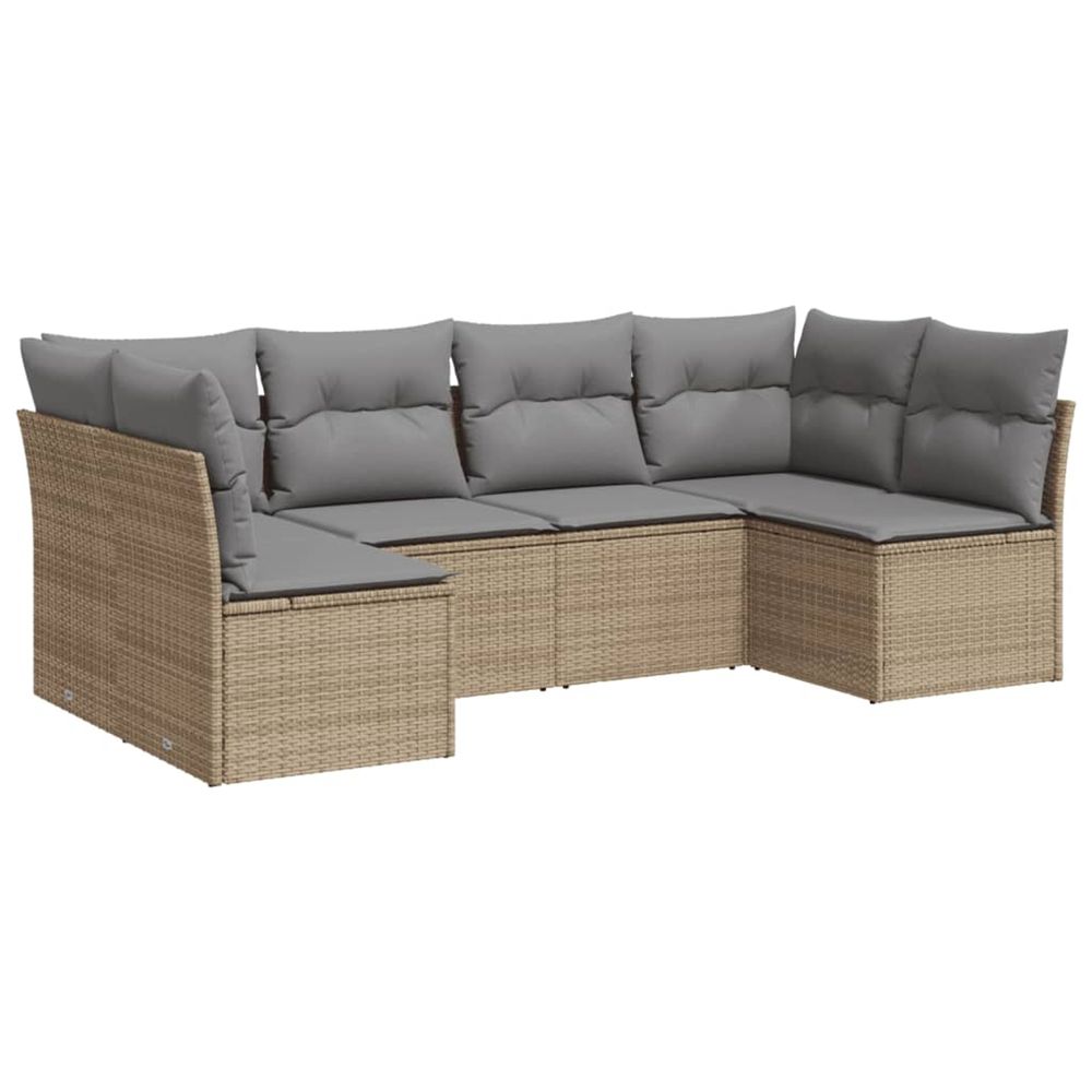 Salon de jardin avec coussins 6 pcs beige résine tressée