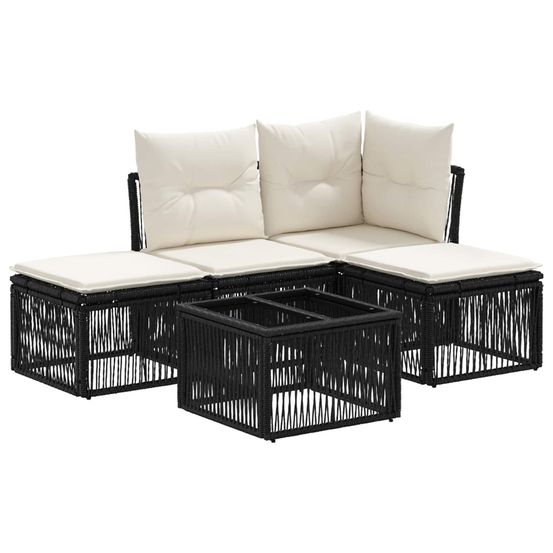 Ensemble de canapé de jardin 5 pc noir polyrotin