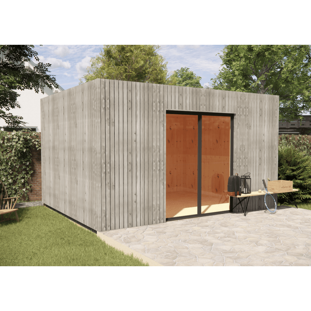 Studio de jardin hébergement en bois 4,4 x 3,5 x 2,7 m / menuiseries alu k-line