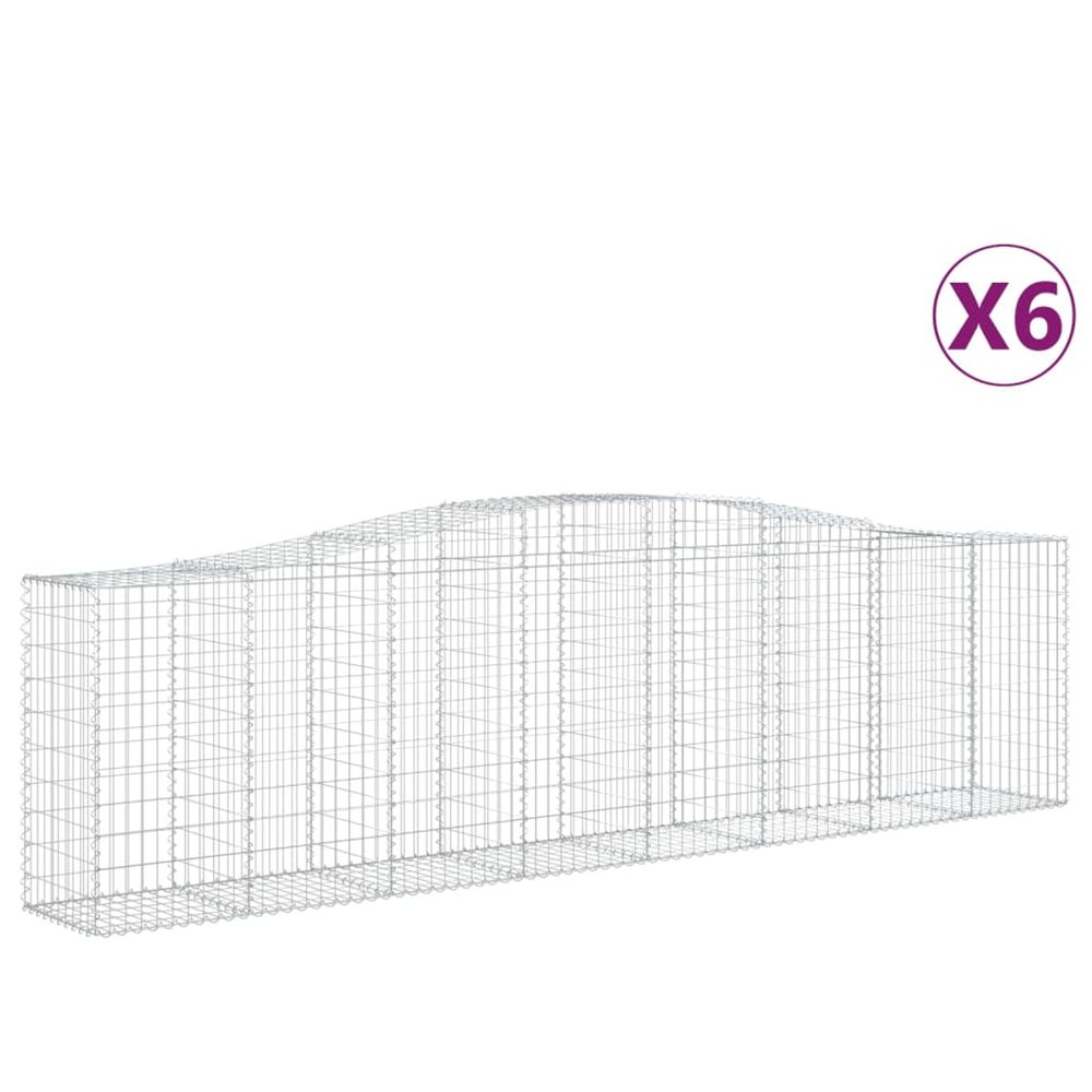 Paniers à gabions arqués 6 pcs 400x50x100/120 cm fer galvanisé