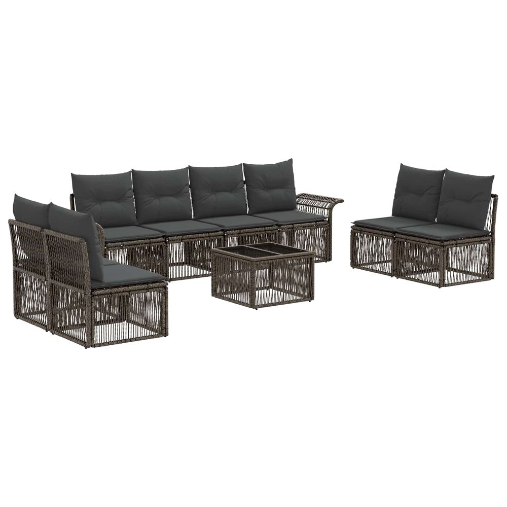 Ensemble de canapé de jardin 9 pc gris polyrotin