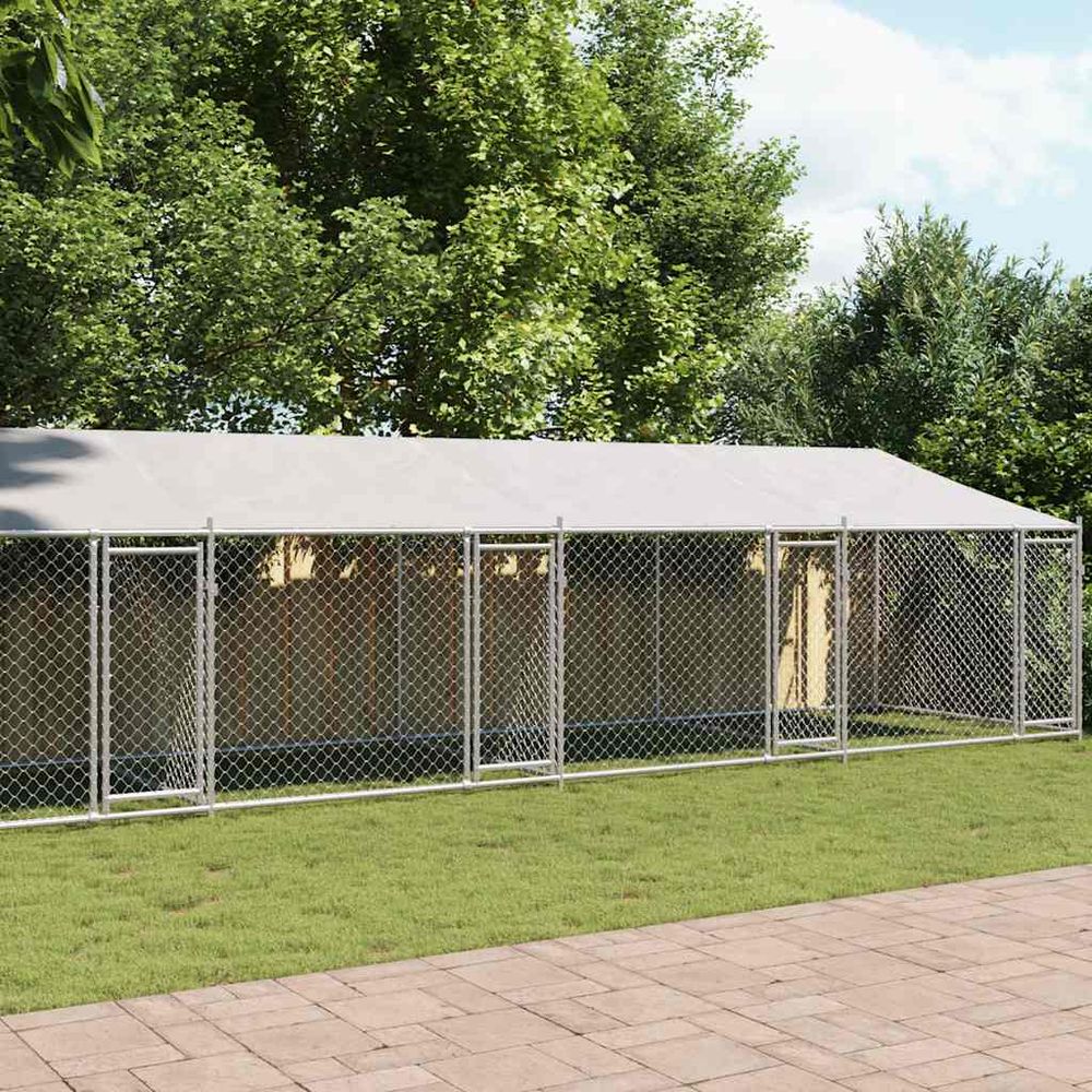 Chenil d'élevage 5 boxes acier galvanisé avec toit jardin 10x2x2m