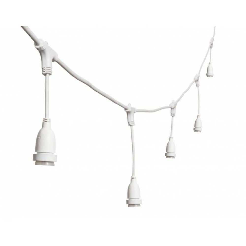 Guirlande guinguette stalactite 5m hauteur jusqu'à 30cm 8 douilles e27 cable blanc connectable luxa 230v ip44 lotti