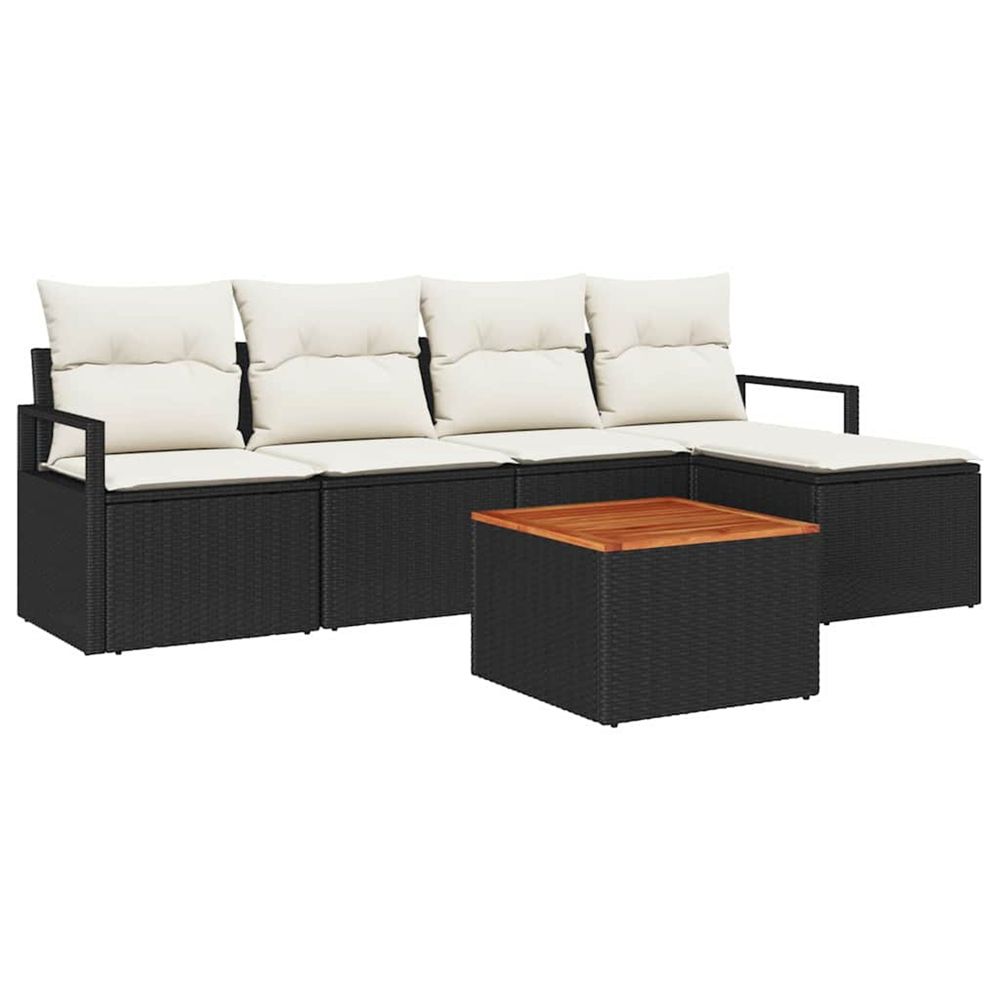 Ensemble de canapé de jardin 6 pc noir polyrotin