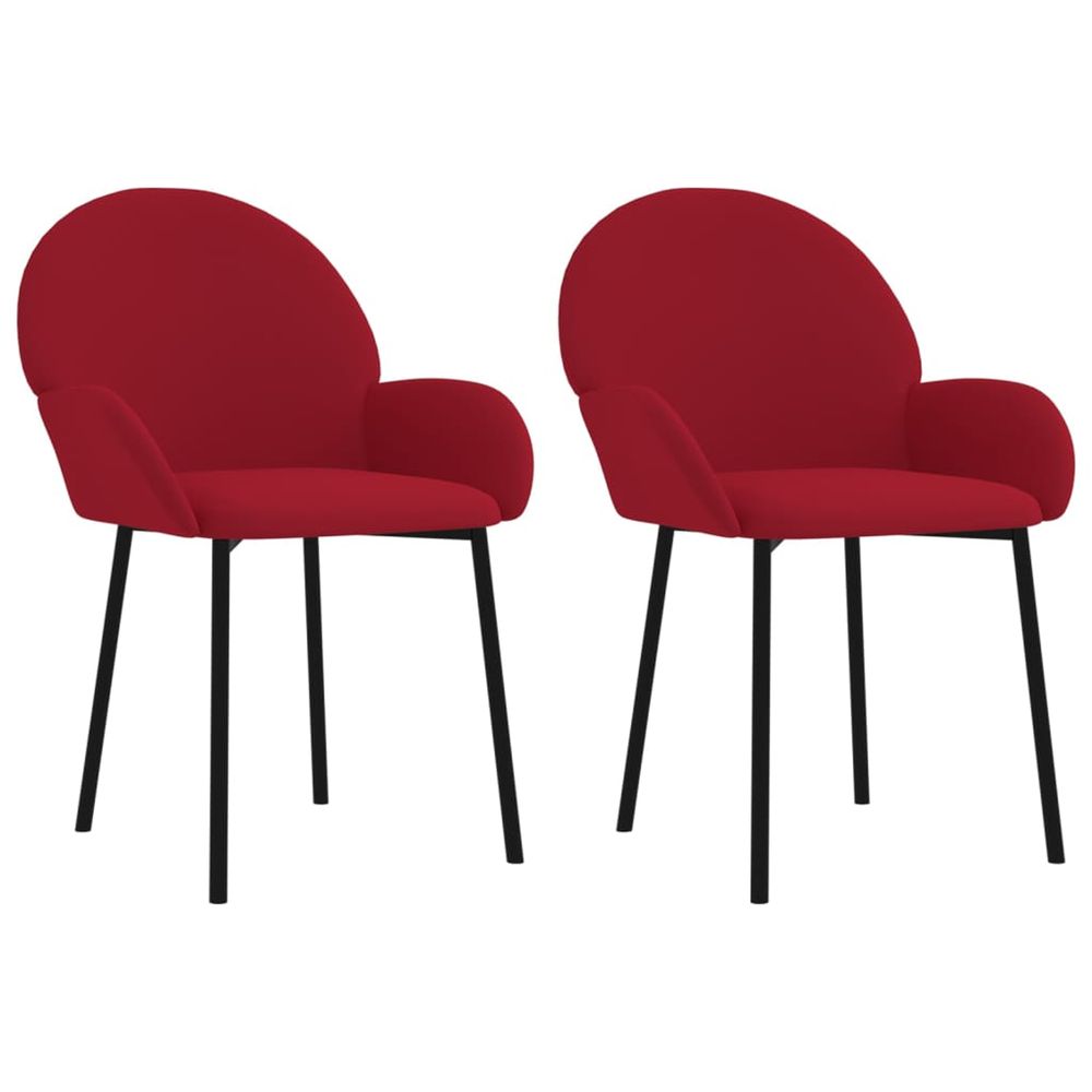 Chaises à manger lot de 2 rouge bordeaux velours