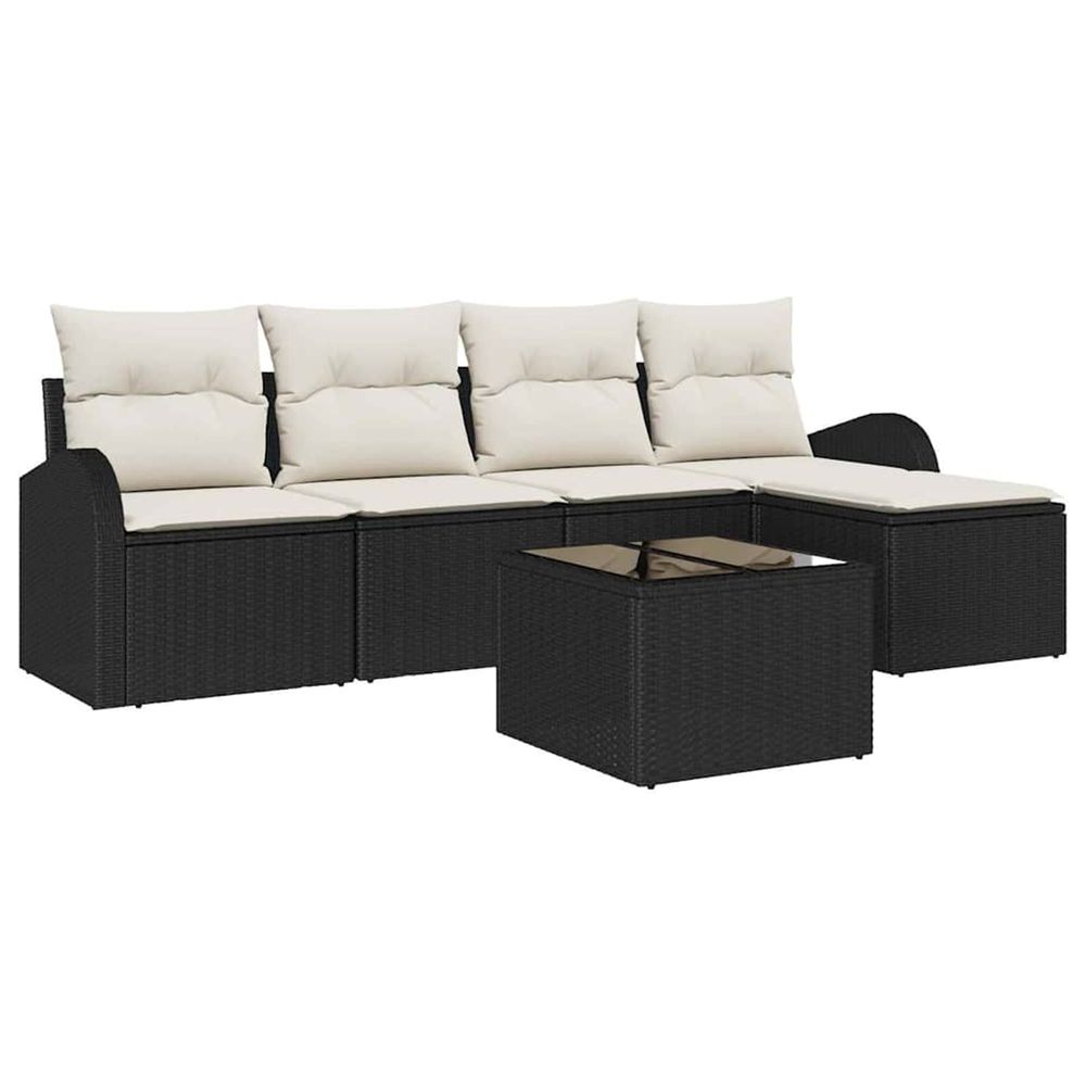 Ensemble de canapés 6 pc noir et blanc polyrotin