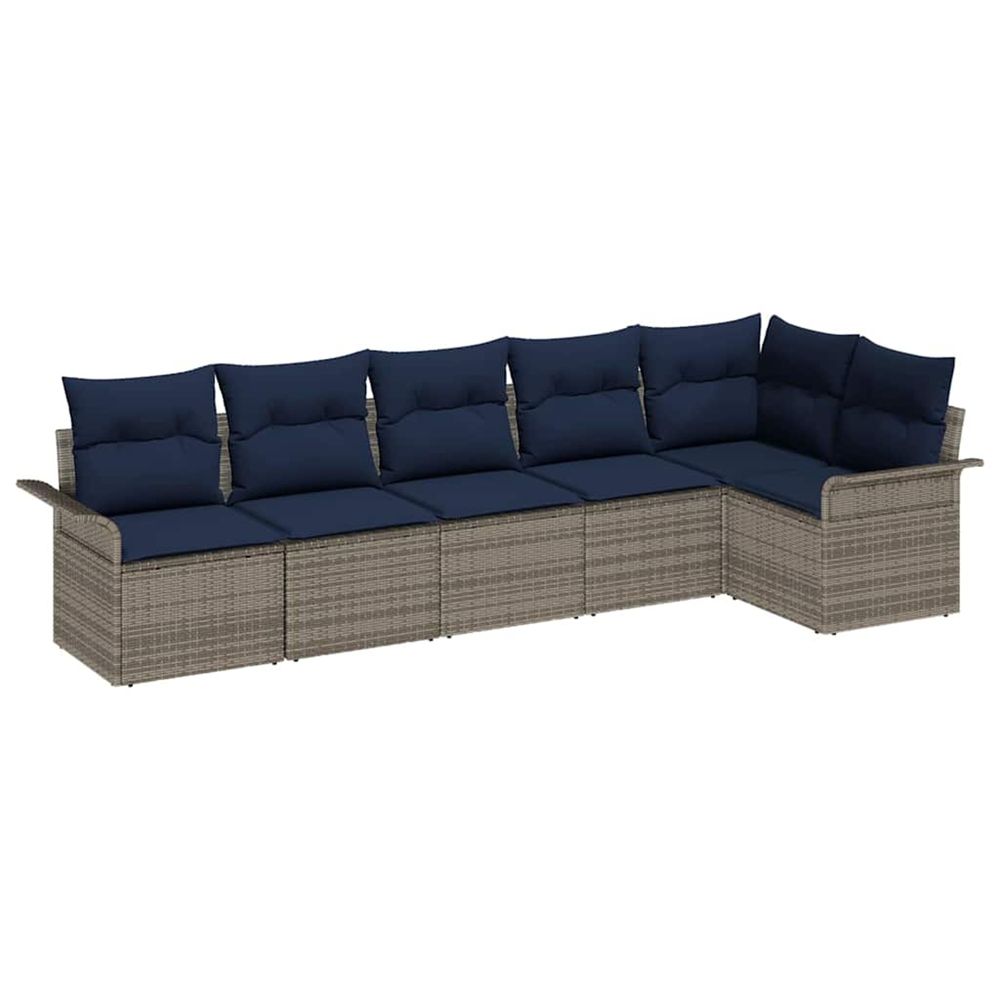 Ensemble de canapé de jardin 6 pc gris polyrotin