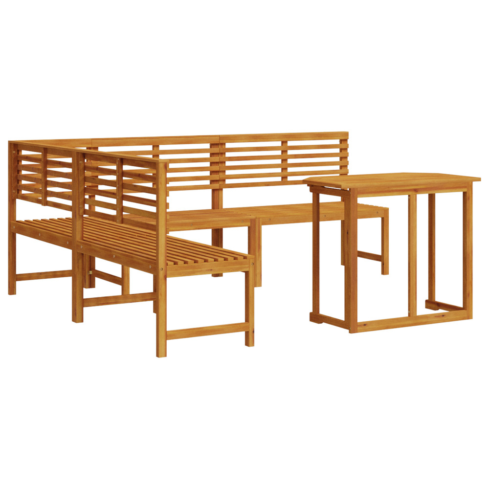 Ensemble de dining de jardin en bois d'acacia 4 pièces