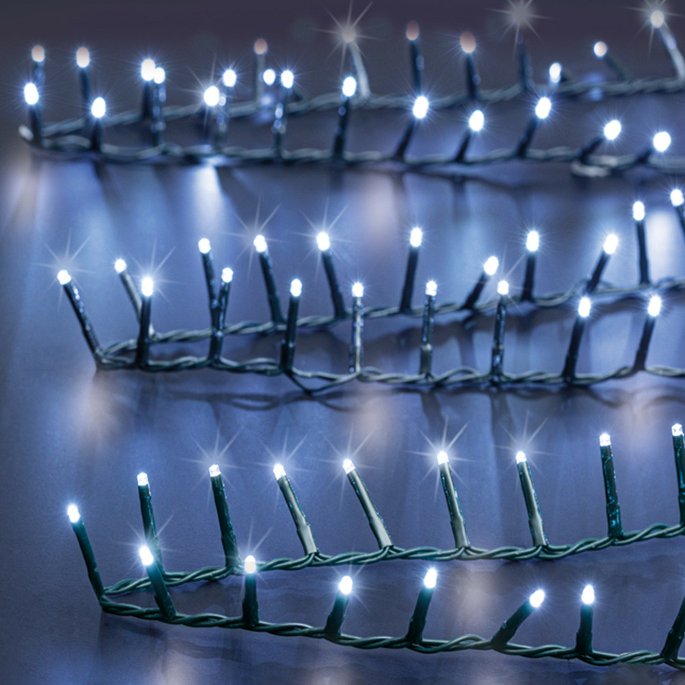 Guirlande lumineuse extérieur 12 m 500 led blanc froid et 8 jeux de lumière