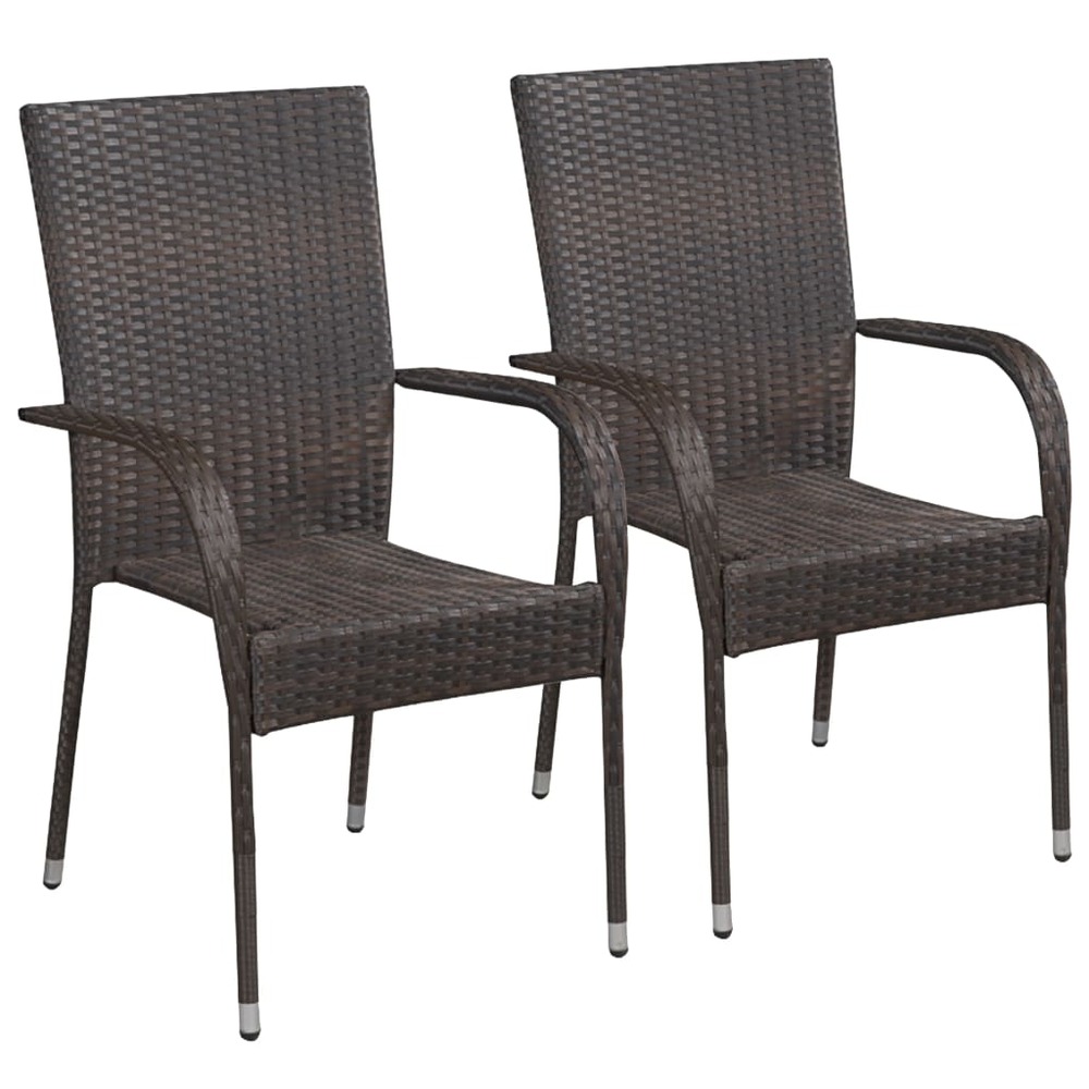 Ensemble à manger de jardin 3pcs résine tressée marron