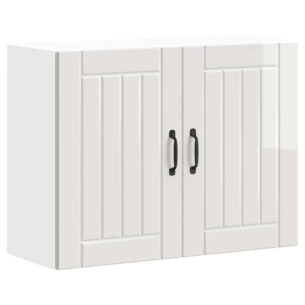 Armoire murale de cuisine lucca blanc brillant bois ingénierie