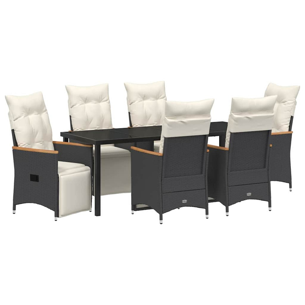 Ensemble de salle à manger pour jardin 7 pcs noir polyrotin