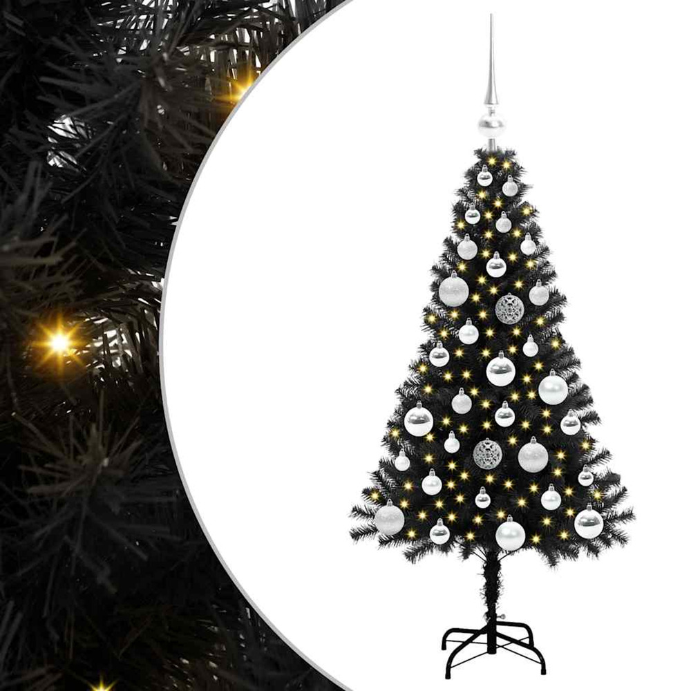 Sapin de noël avec 150 led avec support noir 120 cm pvc
