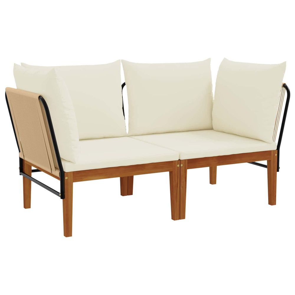2 pc bois d'acacia massif et corde naturel