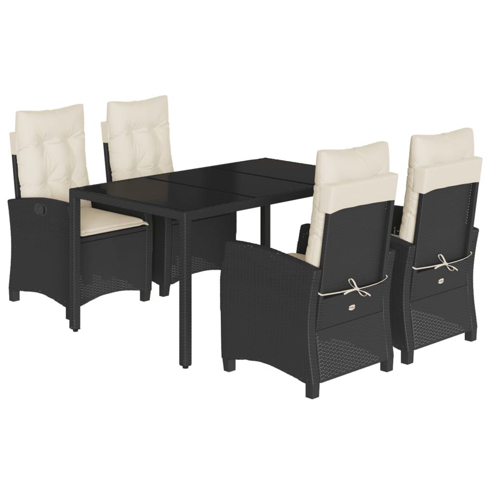 Ensemble à manger de jardin coussins 5pcs noir résine tressée
