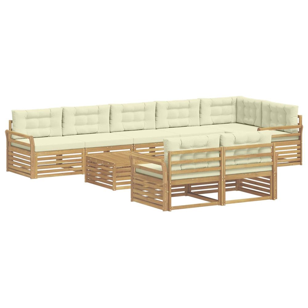 Ensemble de canapés d'extérieur 9 pc blanc et crème polyester