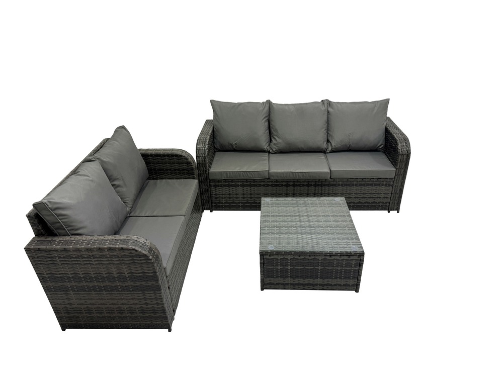 Salon de jardin 5 places ensemble de canapés en rotin table basse carrée