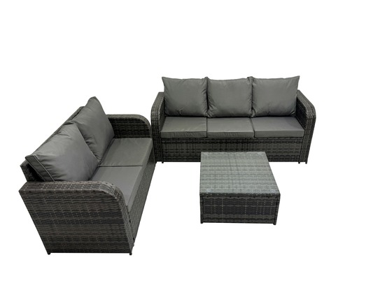 Salon de jardin 5 places ensemble de canapés en rotin table basse carrée