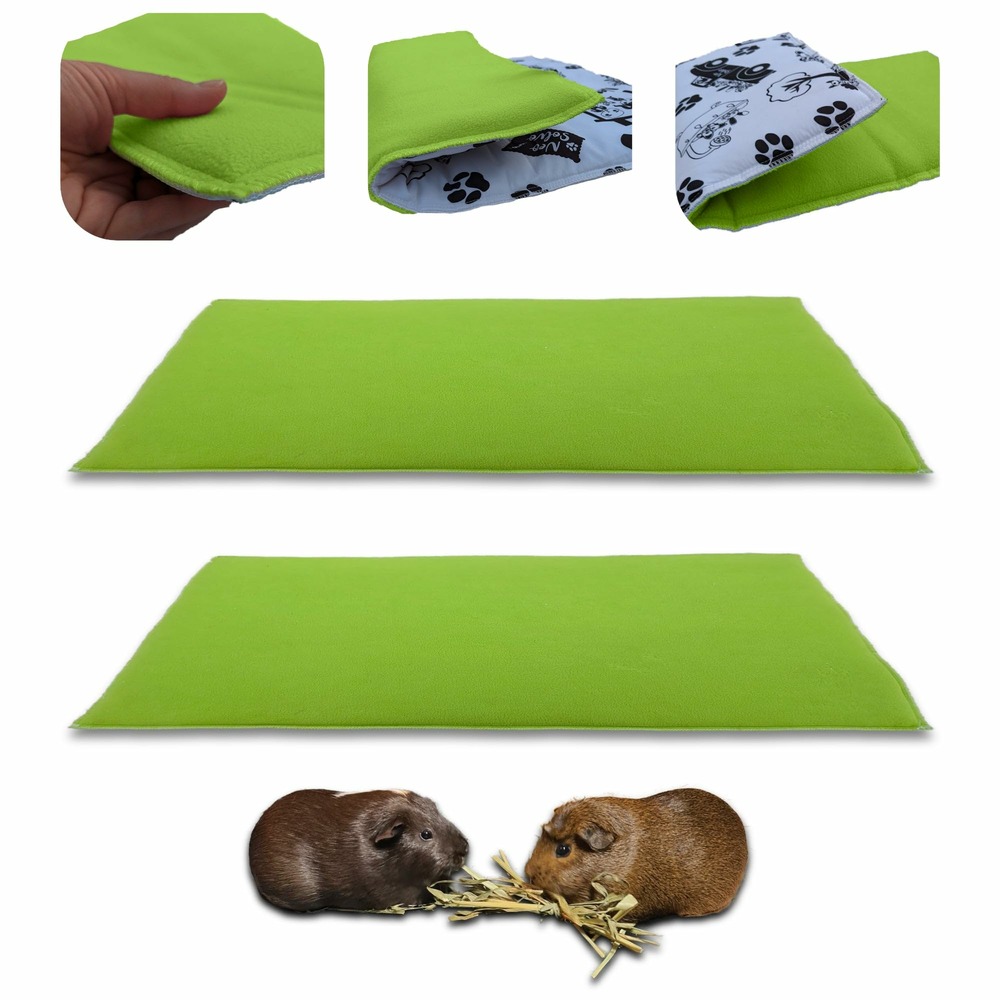 Lot de 2 - tapis pour cochon d'inde et lapin en polaire 70 x 35 cm - absorbant, lavable en machine, economique